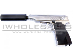 WE Makarov 654K with Silencer (Silver) (WE-71052)