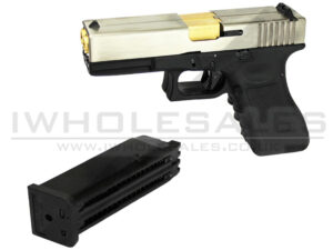 WE 17 Series Pistol Double Barrel GasBB Pistol (Ful Metal - Full Auto - Silver)