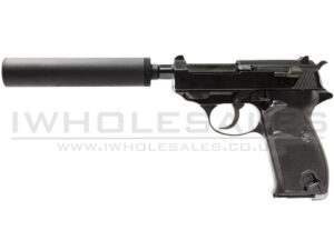 WE WW2S with Silencer Gas Blowback Pistol (Black)