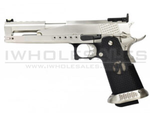 Armorer Works Custom 'Race Guns' Hi-Capa GBBP (Dragon Silver Slide - Black Grips - AW-HX2201)