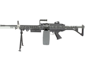 A&K M249 with Sound Control Drum Magazine (Skeleton Stock - AK-249-MK1 - Black)