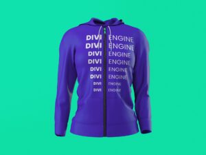 Purple Divi Engine Text Zipper Hoodie